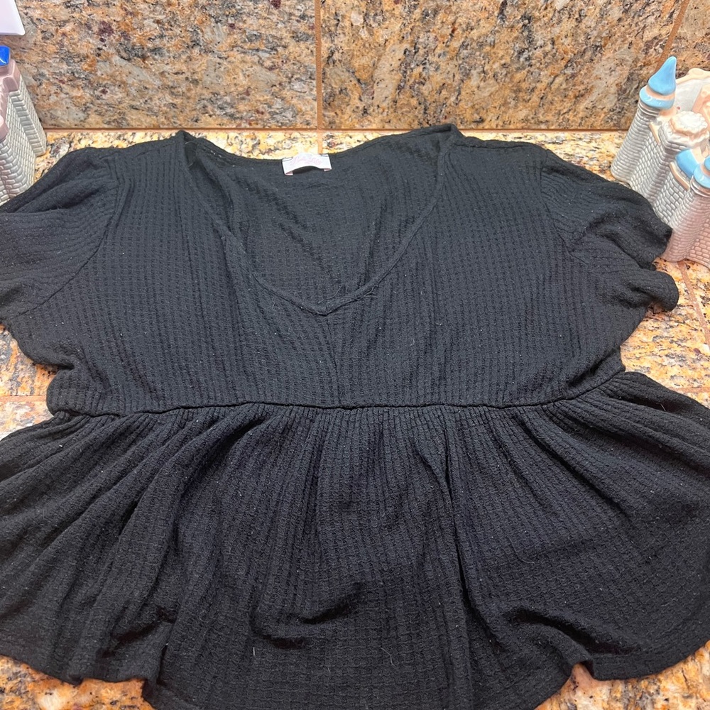 Black waffle peplum